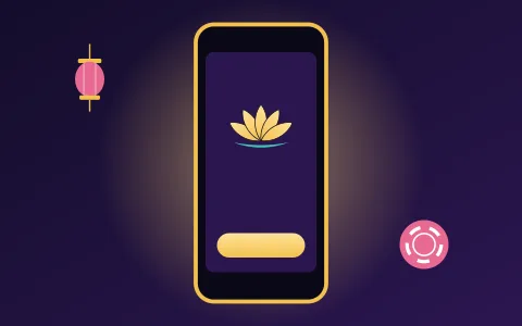Smartfon z lotosem i lampion – Budda Casino na telefonie